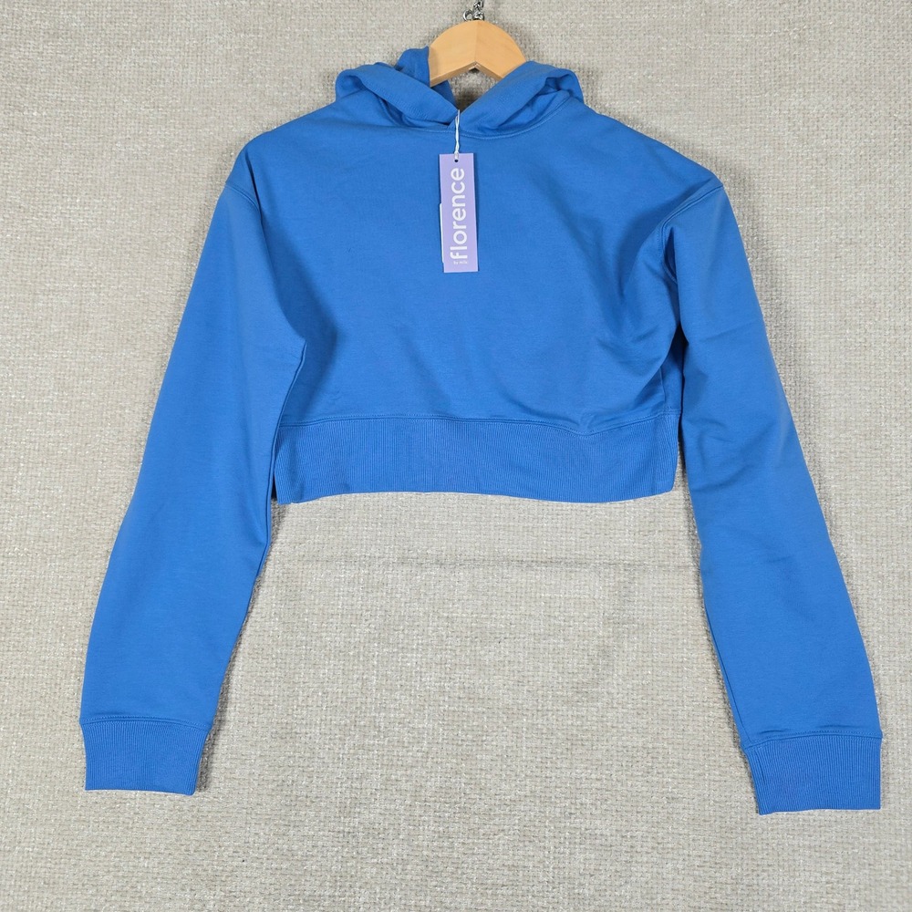 Florence by Mills Womens Cropped Hoodie‎ Royal Blue Long Sleeve RFM0598 Size L